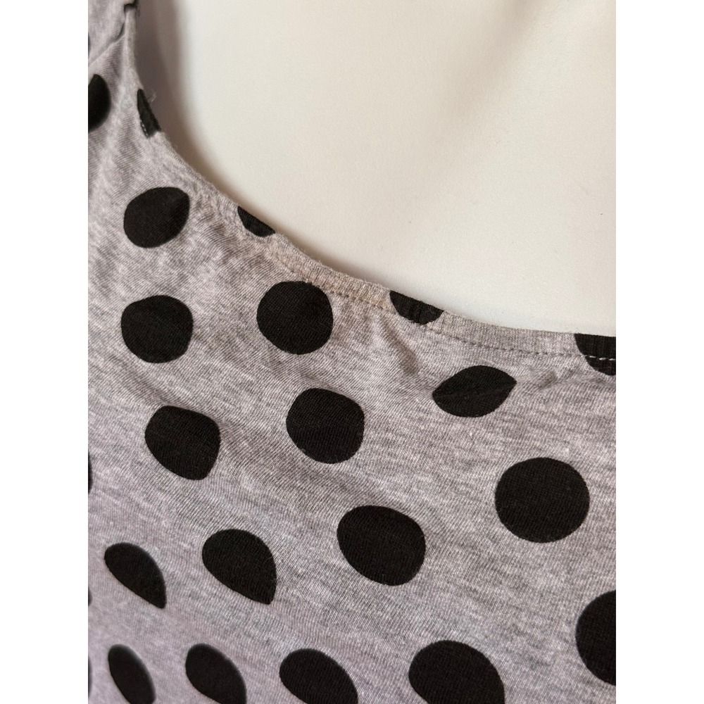 Y2K 2000s style XXI Forever 21 Gray Black Polka Dot Off Shoulder Crop Top - Picture 6 of 6